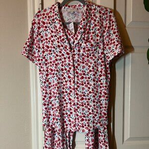 NWT Women's LOFT Cherry Print Pajama Set - Button Front Top & Pants - XS